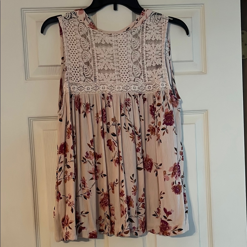 Maurices Floral Blouse with Lace Yoke - Picture 3 of 6